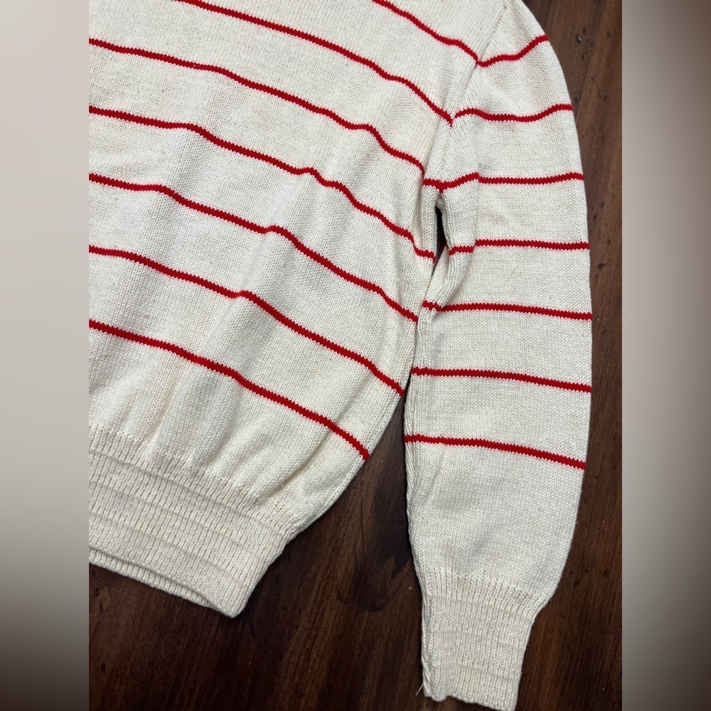 Par Four Sweater Vintage 90’s Deadstock Cream Red Stripes 100% Cotton Golf EUC - Picture 4 of 15